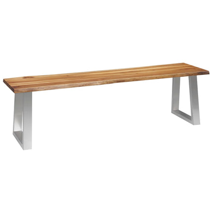 Banc Bois D'acacia Massif Et Acier Inoxydable