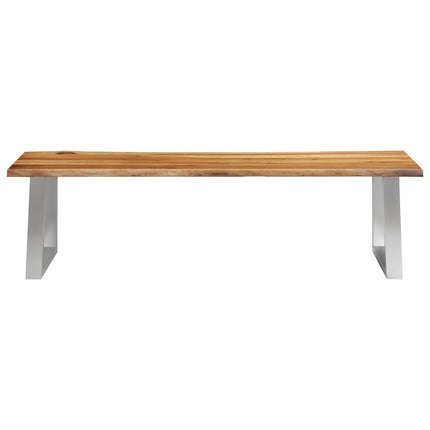 Banc Bois D'acacia Massif Et Acier Inoxydable
