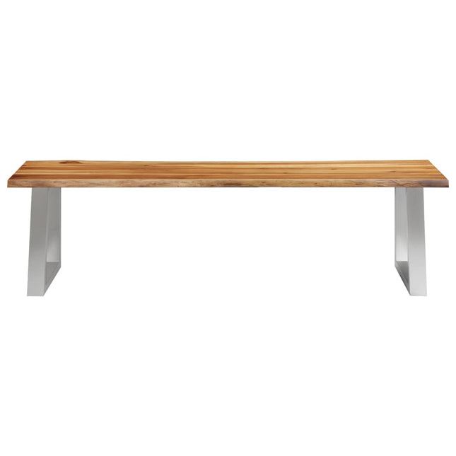 Banc Bois D'acacia Massif Et Acier Inoxydable