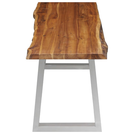 Banc Bois D'acacia Massif Et Acier Inoxydable