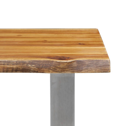 Banc Bois D'acacia Massif Et Acier Inoxydable