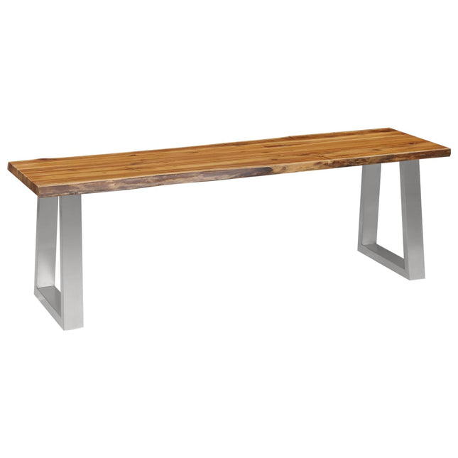 Banc Bois D'acacia Massif Et Acier Inoxydable