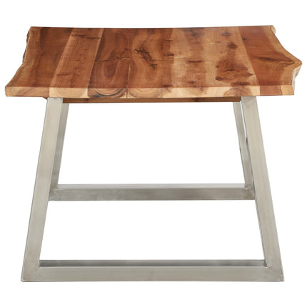 Table Basse 100X60X40 Cm Bois D'acacia Et Acier Inoxydable