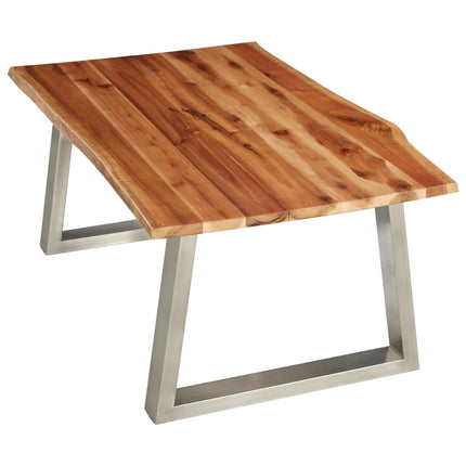 Table Basse 100X60X40 Cm Bois D'acacia Et Acier Inoxydable