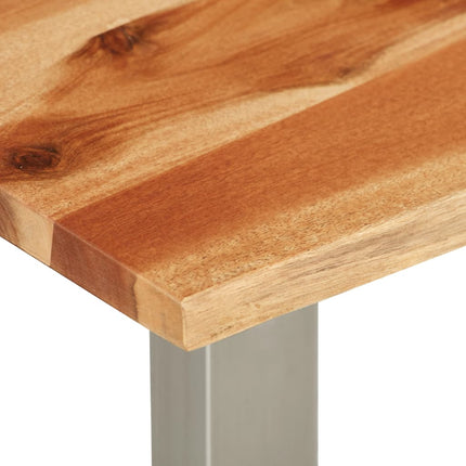 Table Basse 100X60X40 Cm Bois D'acacia Et Acier Inoxydable