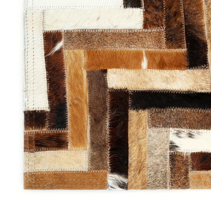 Tapis À Poils Cuir Véritable Patchwork