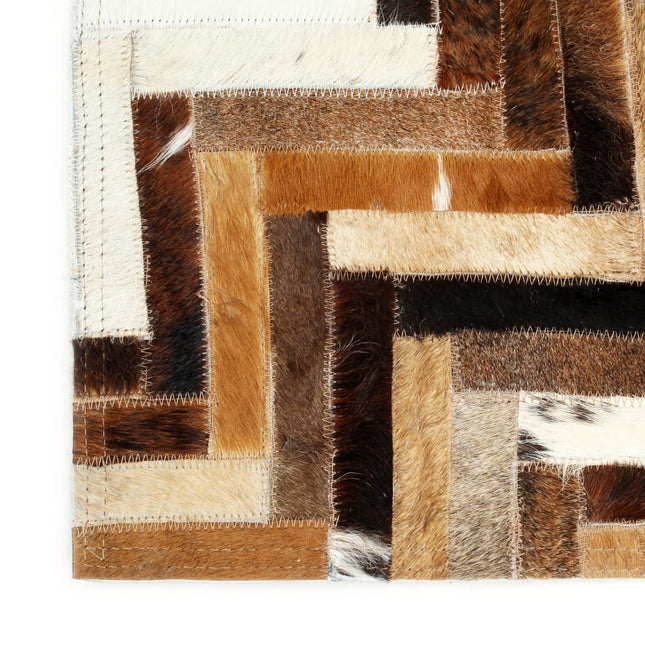 Tapis À Poils Cuir Véritable Patchwork