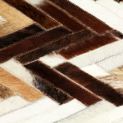 Tapis À Poils Cuir Véritable Patchwork
