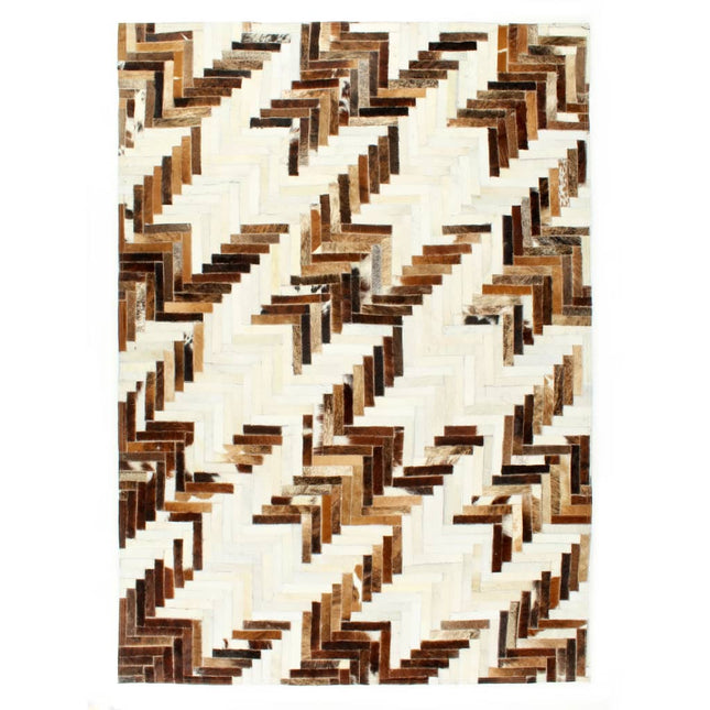 Tapis À Poils Cuir Véritable Patchwork