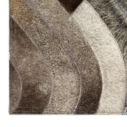 Tapis À Poils Cuir Véritable Patchwork Gris/Argenté