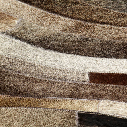 Tapis À Poils Cuir Véritable Patchwork Gris/Argenté