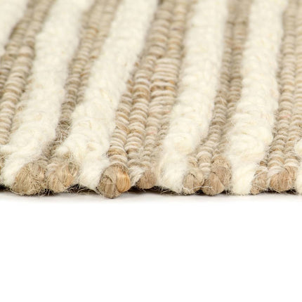 Tapis Laine Et Chanvre Naturel/Blanc