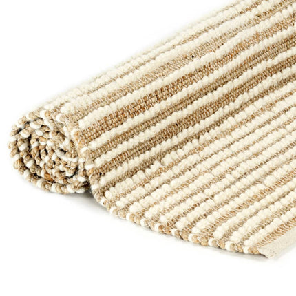Tapis Laine Et Chanvre Naturel/Blanc