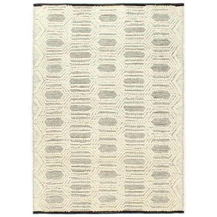 Tapis En Laine Tissée À La Main 80X150Cm Blanc/Noir