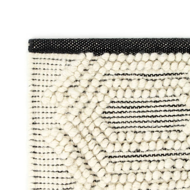 Tapis En Laine Tissée À La Main 80X150Cm Blanc/Noir