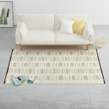 Tapis En Laine Tissée À La Main 80X150Cm Blanc/Noir