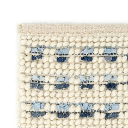 Tapis En Laine Et Denim Bleu/Blanc