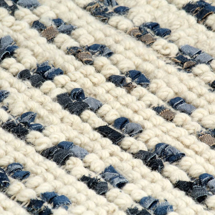 Tapis En Laine Et Denim Bleu/Blanc