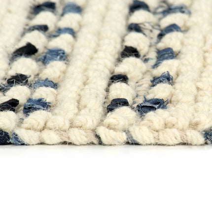 Tapis En Laine Et Denim Bleu/Blanc