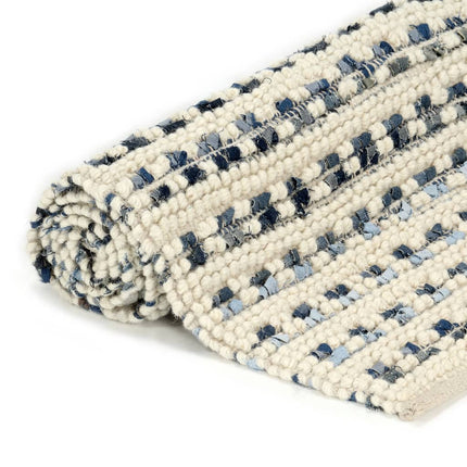 Tapis En Laine Et Denim Bleu/Blanc