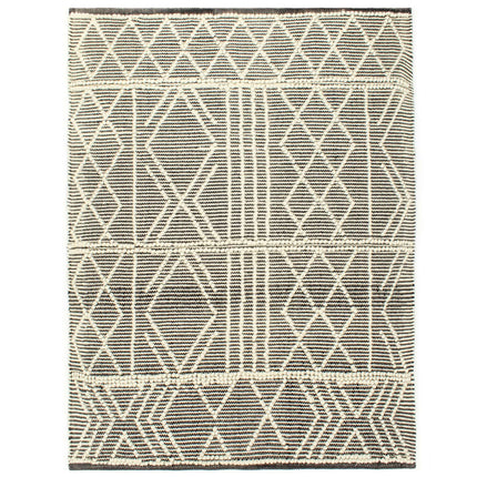 Tapis En Laine Tissée À La Main 80X150Cm Noir/Blanc