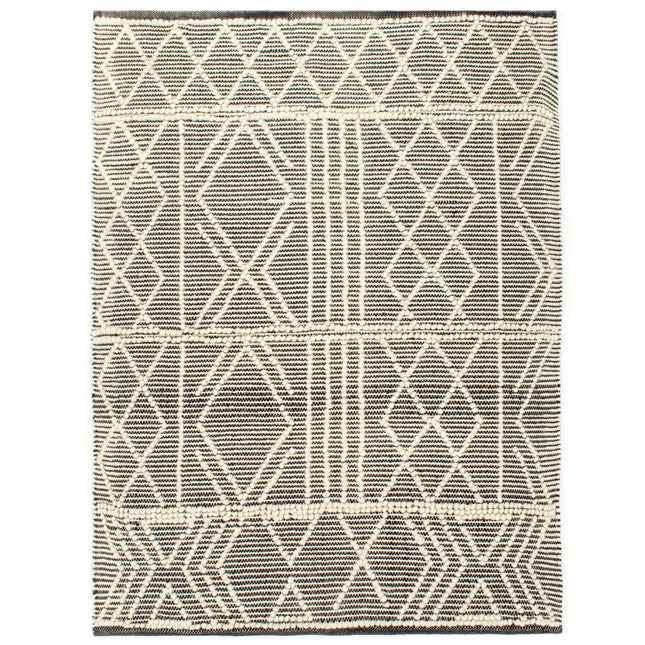 Tapis En Laine Tissée À La Main 80X150Cm Noir/Blanc