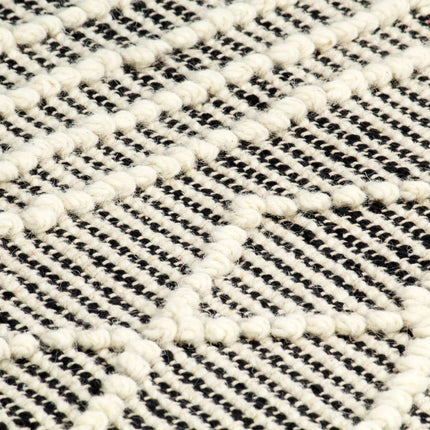 Tapis En Laine Tissée À La Main 80X150Cm Noir/Blanc