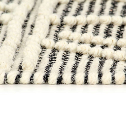 Tapis En Laine Tissée À La Main 80X150Cm Noir/Blanc