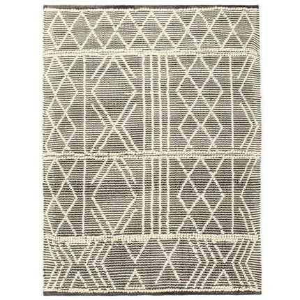 Tapis En Laine Tissée À La Main 140X200 Cm Noir/Blanc