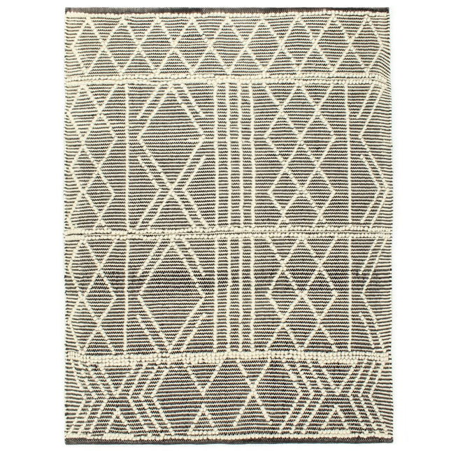 Tapis En Laine Tissée À La Main 140X200 Cm Noir/Blanc