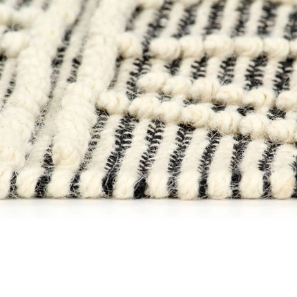 Tapis En Laine Tissée À La Main 140X200 Cm Noir/Blanc