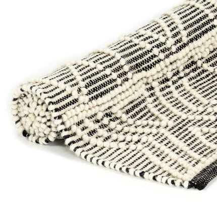 Tapis En Laine Tissée À La Main 140X200 Cm Noir/Blanc