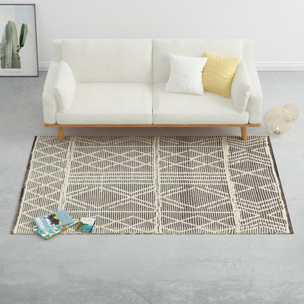 Tapis En Laine Tissée À La Main 160X230 Cm Noir/Blanc