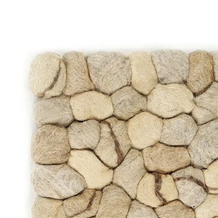 Tapis Galet Feutre De Laine 80X150Cm Beige/Gris/Marron/Chocolat