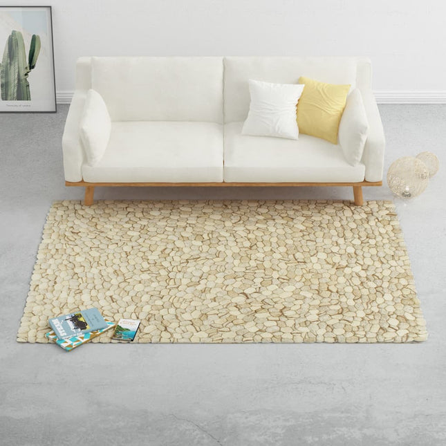 Tapis Galet Feutre De Laine 80X150Cm Beige/Gris/Marron/Chocolat