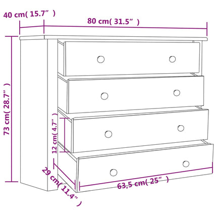 Armoire Latérale 80X40X73 Cm Pin Assortiment Panama