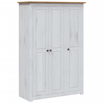 Garde-Robe 3 Portes 118X50X171,5Cm Pin Assortiment Panama Blanc