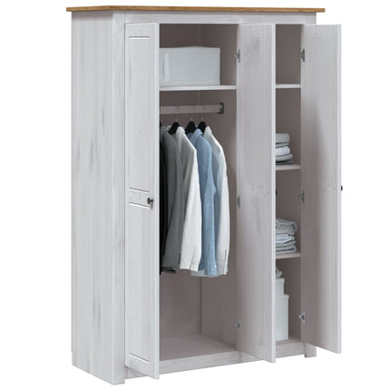 Garde-Robe 3 Portes 118X50X171,5Cm Pin Assortiment Panama Blanc