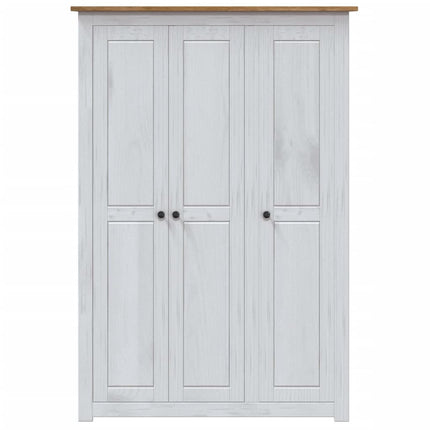 Garde-Robe 3 Portes 118X50X171,5Cm Pin Assortiment Panama Blanc