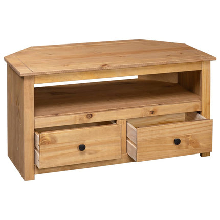 Meuble Tv D'angle 93X49X49 Cm Pin Solide Assortiment Panama