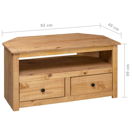 Meuble Tv D'angle 93X49X49 Cm Pin Solide Assortiment Panama