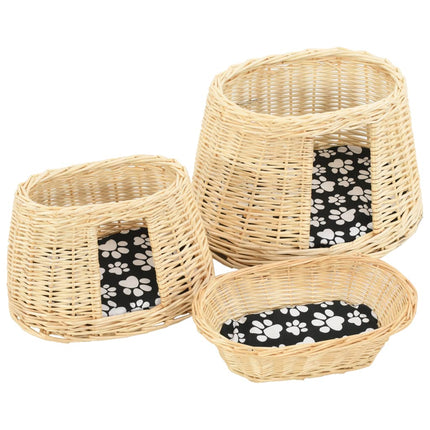 Ensemble De Panier Pour Chats 3 Pcs Avec Coussins 47X34X60 Cm