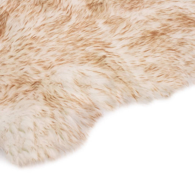 Tapis 60 X 90 Cm Peau De Mouton Synthétique Mélange De Marron