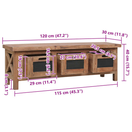 Meuble Tv Avec 3 Tiroirs 120X30X40 Cm Bois D'acajou Massif