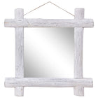 Miroir À Bûches 50X50 Cm Bois De Récupération Massif