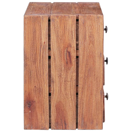 Table De Chevet Avec 3 Tiroirs 35X25X35 Cm Bois D'acajou Massif