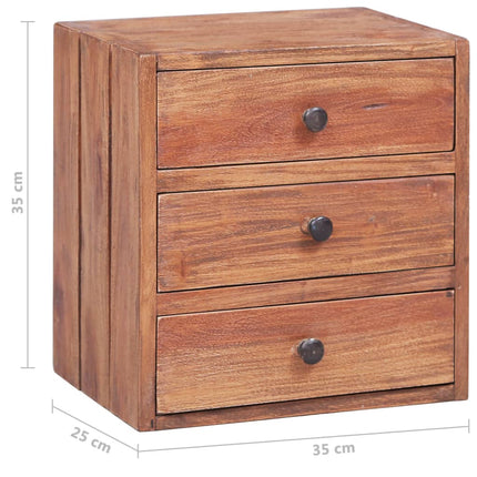 Table De Chevet Avec 3 Tiroirs 35X25X35 Cm Bois D'acajou Massif