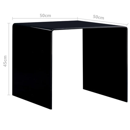Table Basse Noir 50X50X45 Cm Verre Trempé