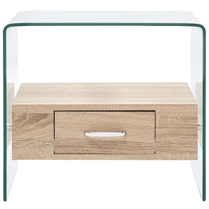 Table Basse Avec Tiroir 50X50X45 Cm Verre Trempé