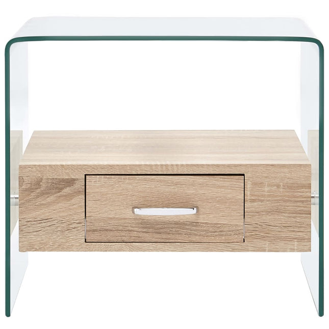 Table Basse Avec Tiroir 50X50X45 Cm Verre Trempé